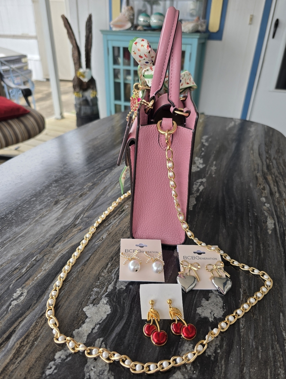 COACH NWOT Pink and Cream Floral Leather Crossbody 5Piece! - Picture 5 of 10